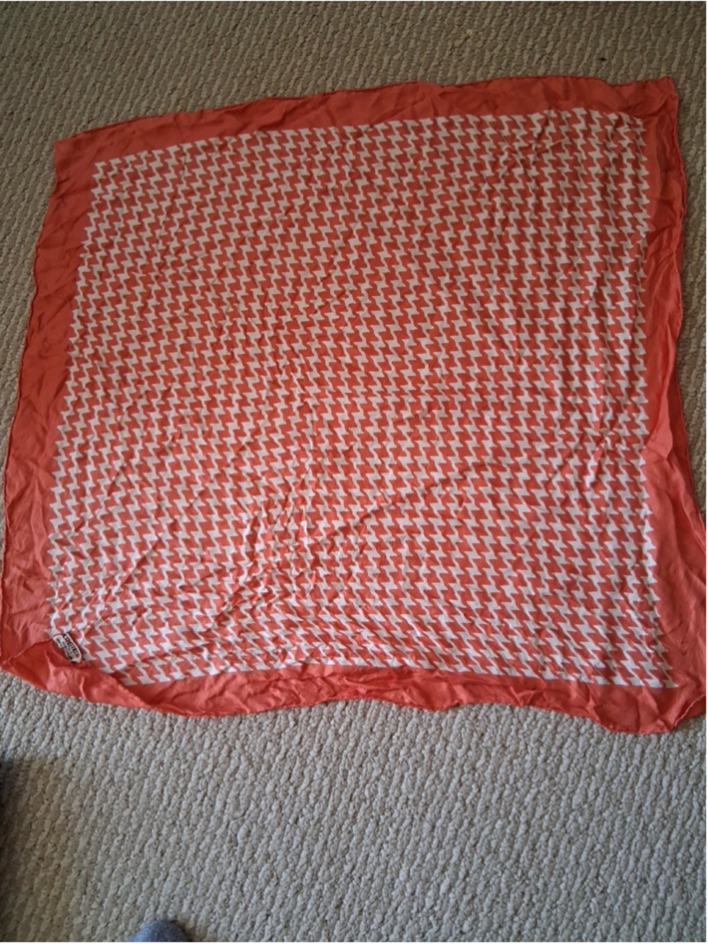 Vtg KREIER 100% Silk Scarf Switzerland Geometric 25 X 2” Square